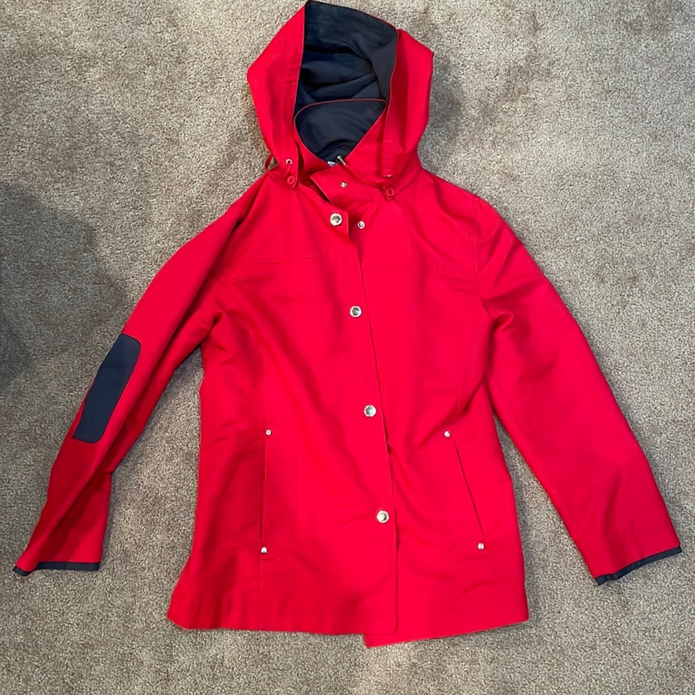 London fog raincoat size medium vintage jacket red and navy blue